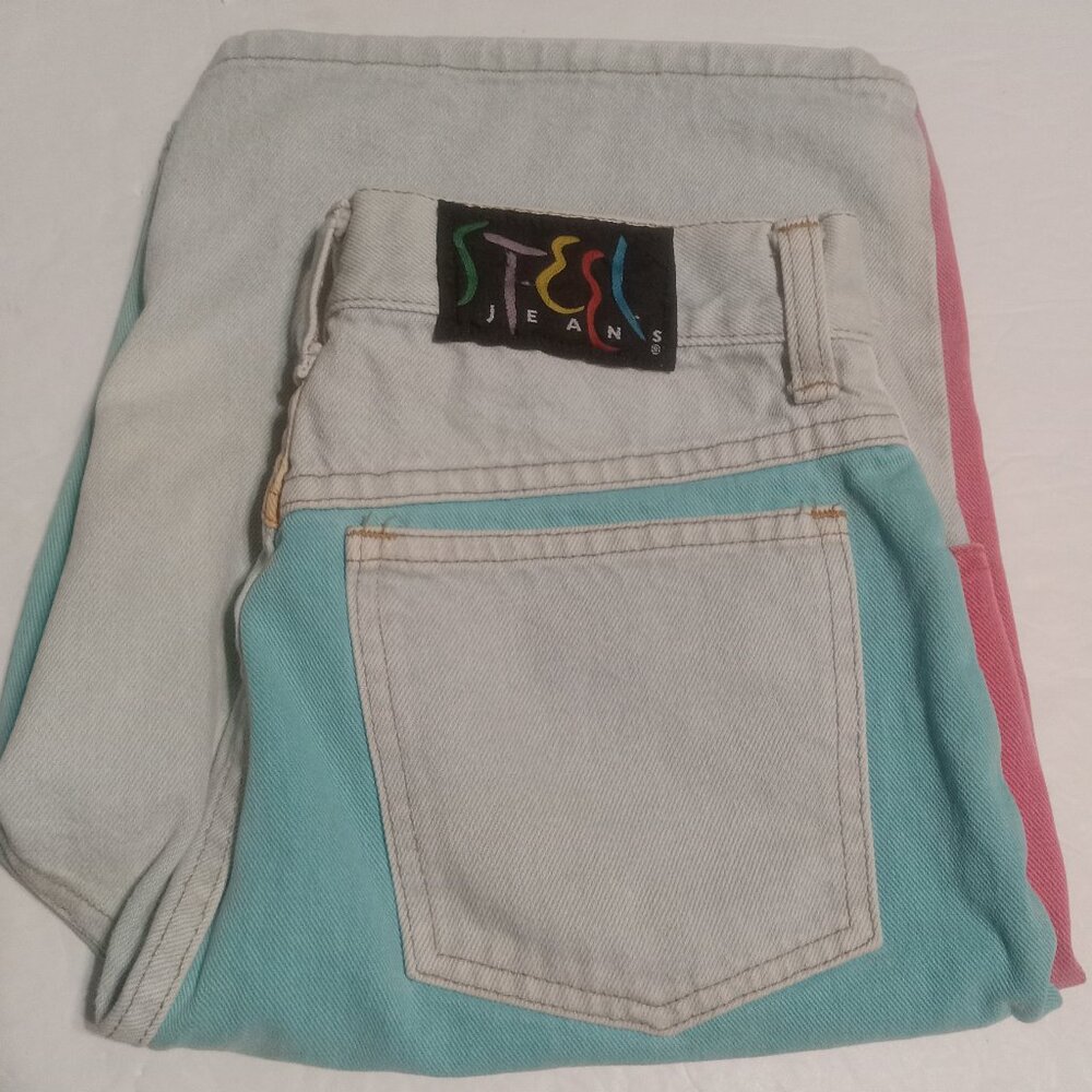Steel Jeans Women's 90's Colorblock Made in USA Jean Shorts Size 11